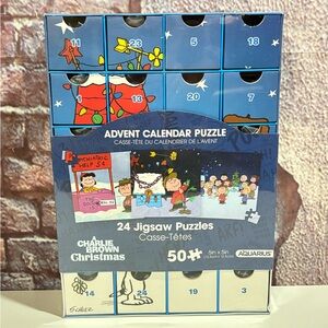 Charlie Brown Christmas Advent Calendar 24 Days 50pc Each 5" x 5" Puzzles New